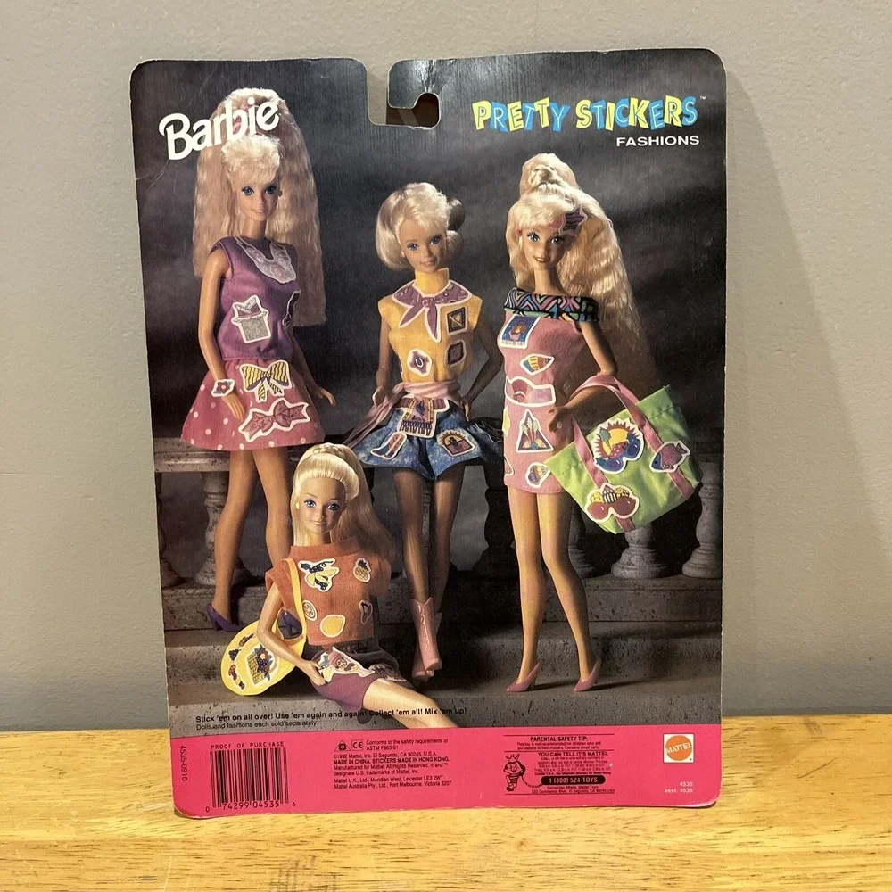 1992 Barbie Pretty Sticker‎ Fashion Pack 4535 Dress Bag Shoes Stickers NRFP